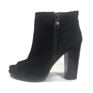 BCBGeneration Rocco Black Suede Peep Toe Booties